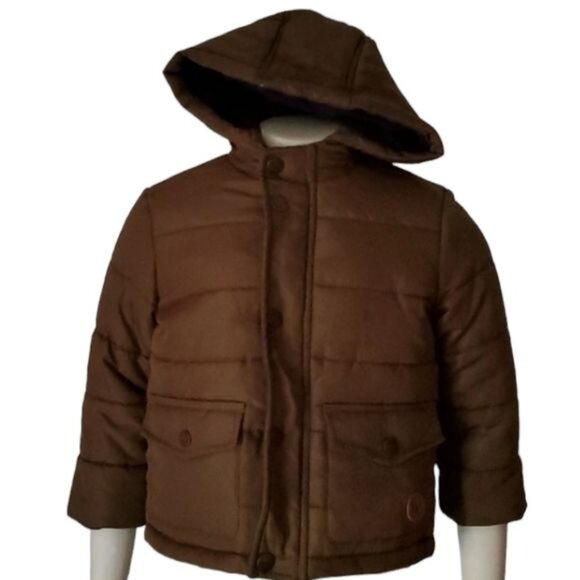 24 Months Winter Jacket Coat Parka PUFFER Snow BOYS Kids Youth BROWN HOOD HOODED - Picture 2 of 12